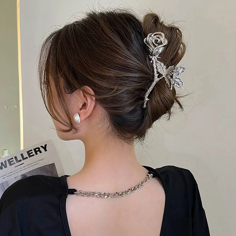

Metal Rose Flowers Hairpin Personality Style Restoring Ancient Ways Shark Clip Hair Accessories Ms Travel Wedding Accessories
