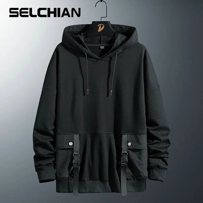 

Пуловер с капюшоном для мужчин и женщин, повседневные Черные толстовки с лентами, уличная одежда, свитшоты в стиле хип-хоп, мужские топы в ст...