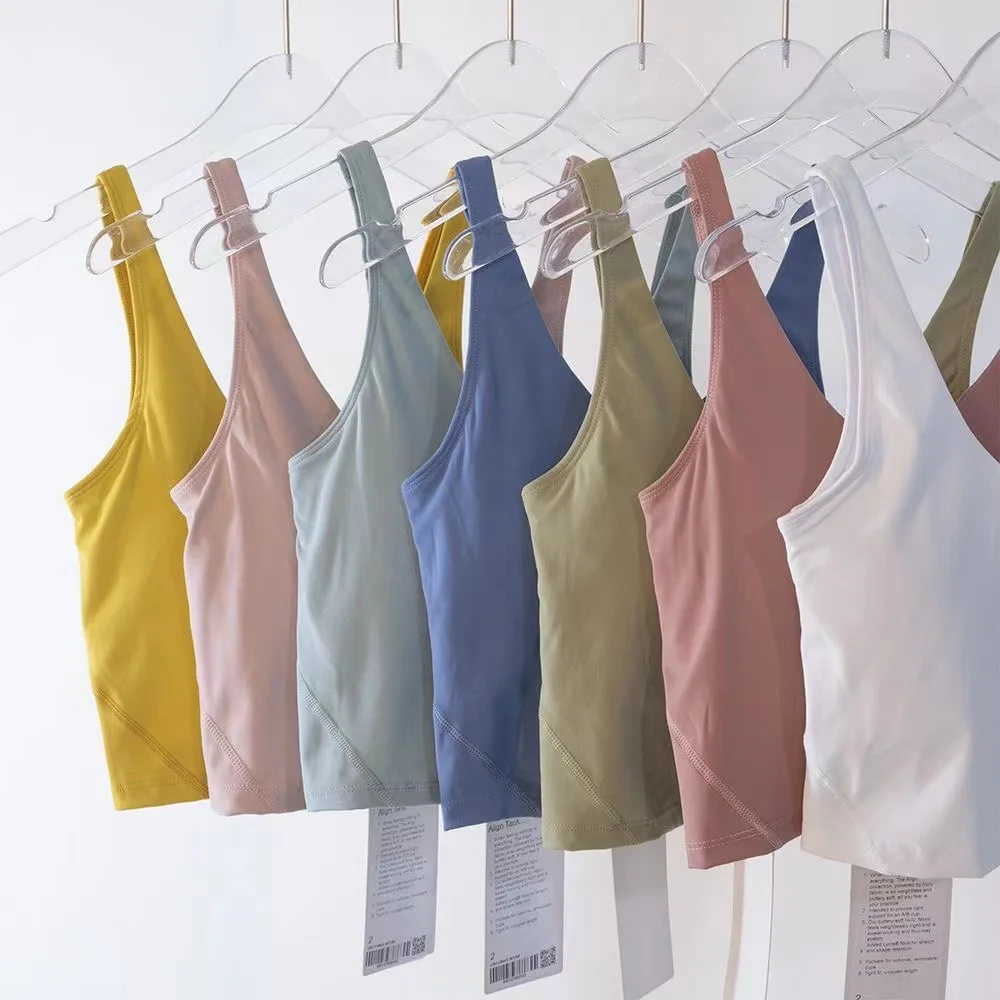 Lulu Summer U-shaped No Steel Ring Built-in Chest Pad Sports Bra for Women Gym Sleeveless Fitness Yoga Fashion Tank Top Bras