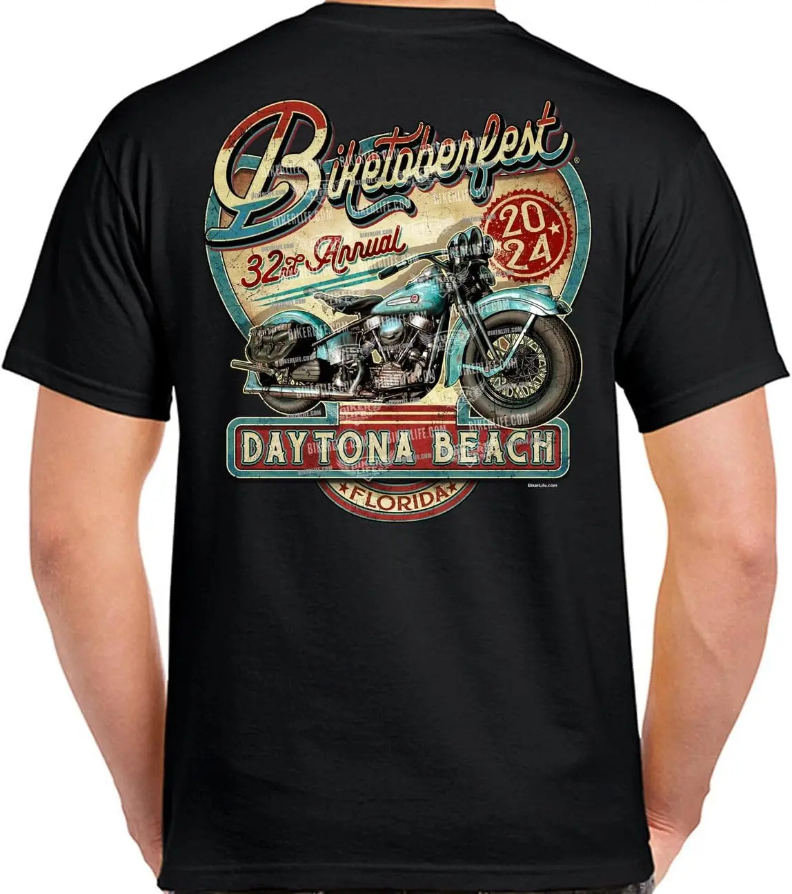Футболка Biketoberfest Daytona Beach Rally в стиле ретро 2024 байкерский щит