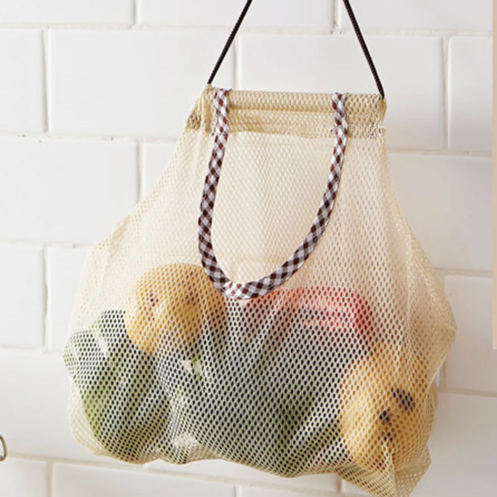 Kitchen Mesh Storage Bag Multi-functional Portable Hollow Breathable Fruit Vegetable Garlic Onion Bag