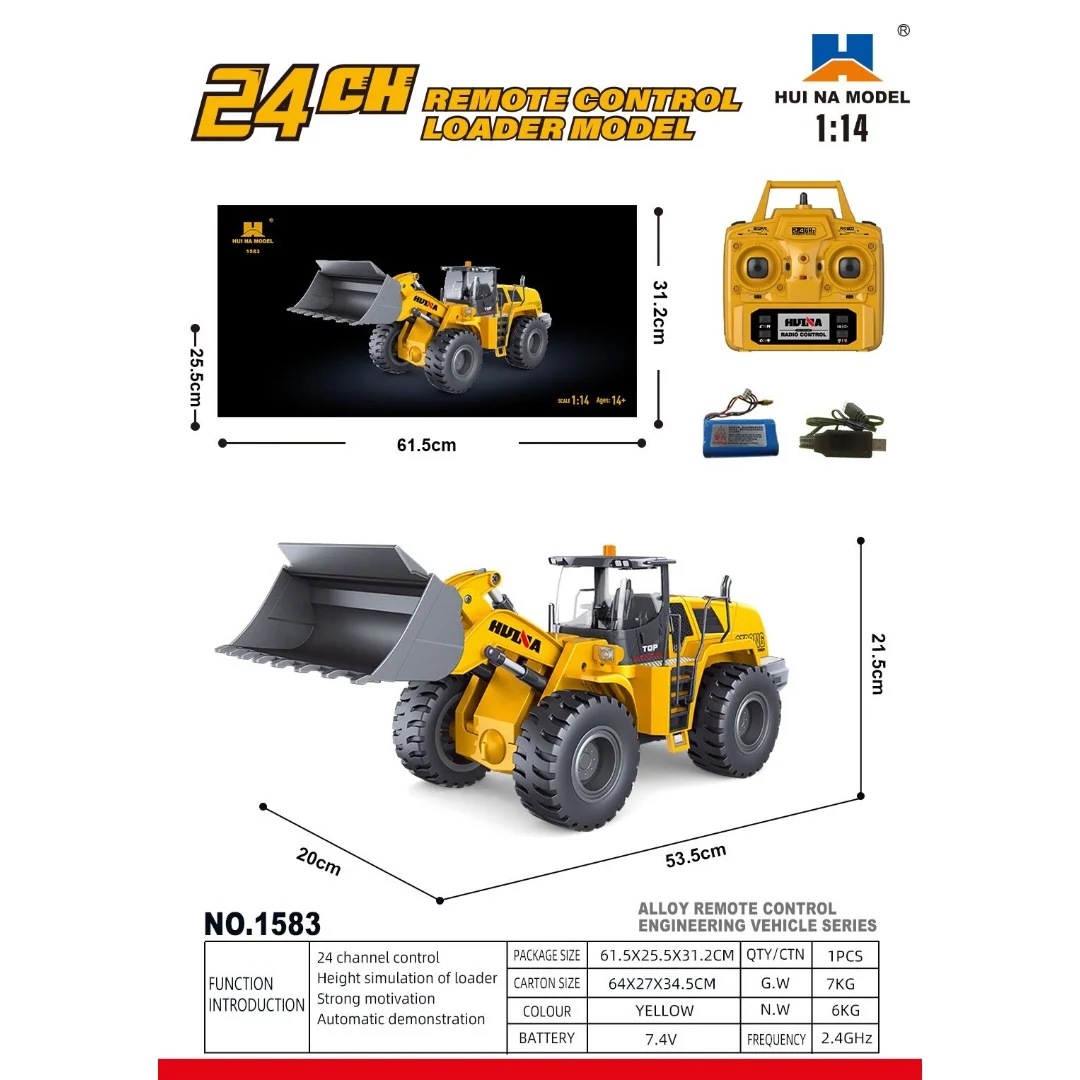 Фото HUINA 1583 Обновление RTR масштаба 1/14 24CH RC Грузовик-погрузчик с дистанционным управлением Автомобили с подсветкой Звук 2,4 ГГц Игрушки на открытом воздухе Подарок для мальчиков №2