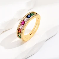 colored zircon open ring real gold plating for ladies specially jewelry ring present claasic retro court style finger ring