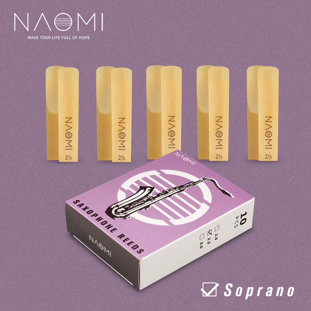 

NAOMI 10pcs/1pack NS-02 Bb Saxophone Reeds Strength 2.5 Soprano Sax Mouthpiece Replacement