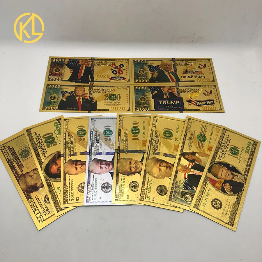 

Note 10 шт Дональд Трамп moneyus долларовая Золотая банкнота 1000 долларов США банкноты золотого цвета банкноты из фольги