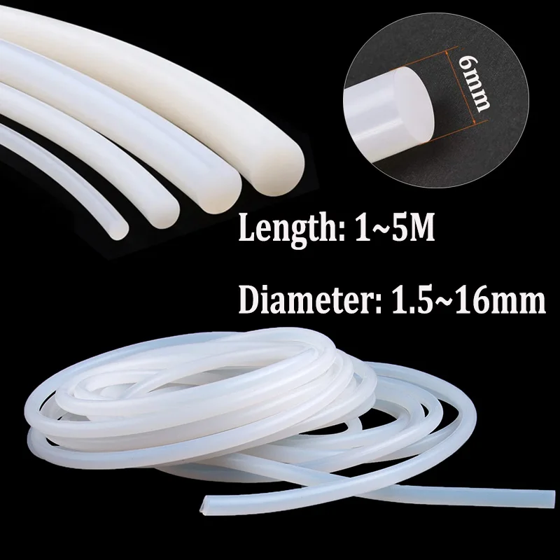 

5 м ~ 1 м твердые силиконовые шнуры диаметром 1,5 мм-16 мм, белая резиновая прокладка, уплотнительные ленты, уплотнительные кольца, водонепроницаемые, устойчивые к высоким температурам