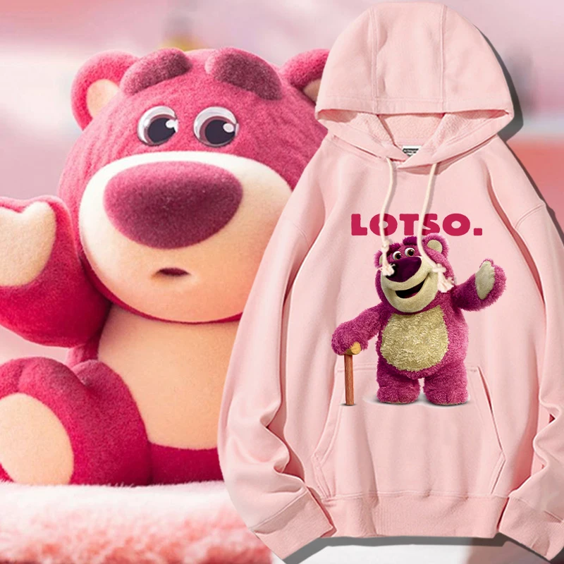 Фото Толстовка Lotso с клубничным медведем, Женская толстовка, модный бренд ins, Осеннее Свободное пальто большого размера №1