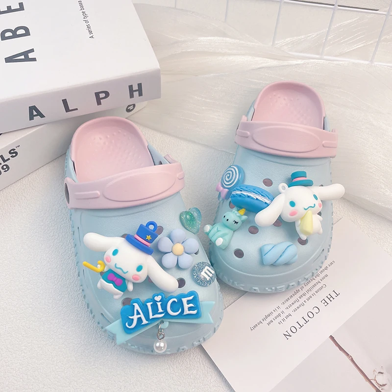 

Сандалии и тапочки Sanrios Cinnamoroll с мультяшным рисунком, милые, с мягкой подошвой, Нескользящие, пляжная обувь, лето