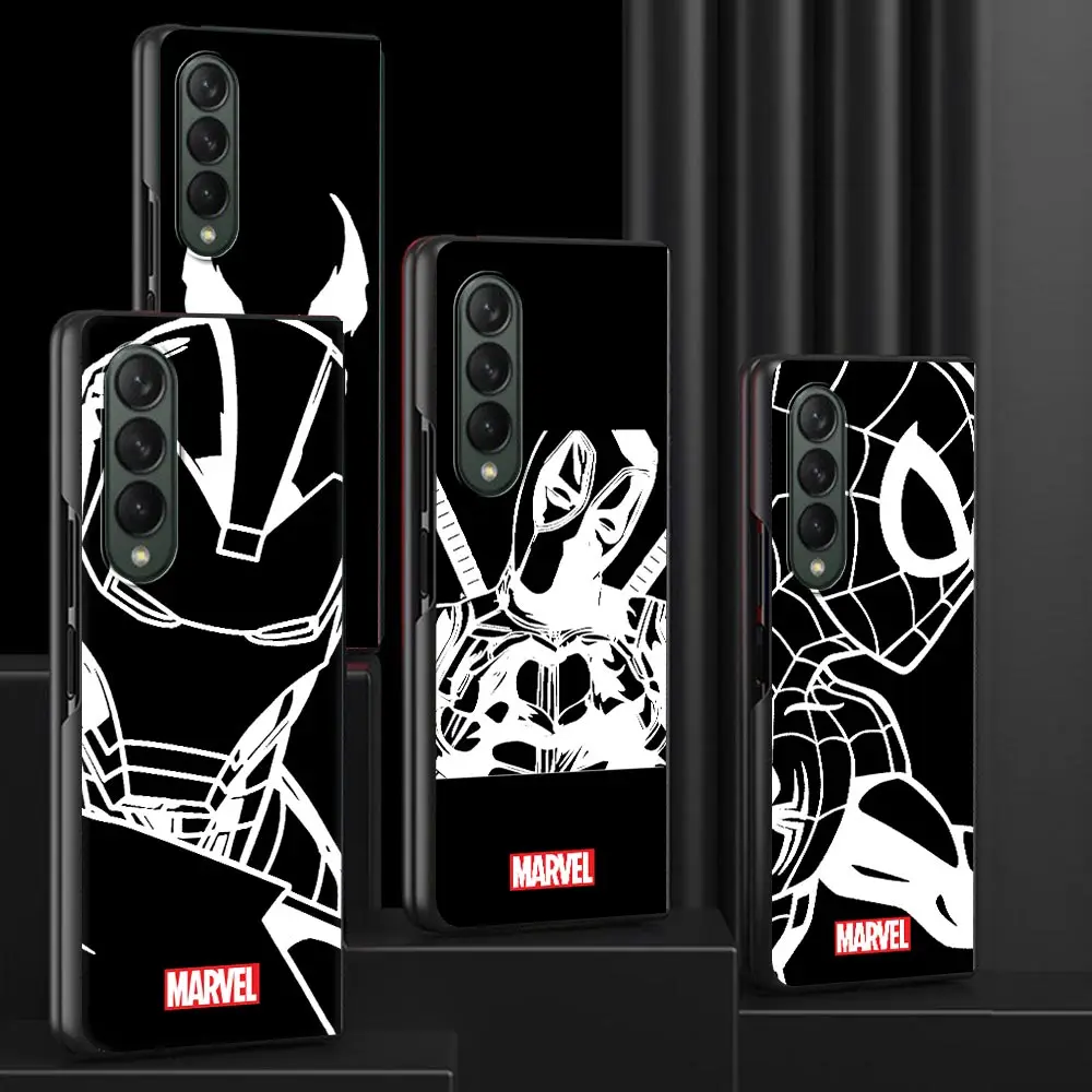 

Fold Black Case for Samsung Galaxy Z Fold 4 Z Fold 3 Phone Funda ZFold3 ZFold4 Hard Shockproof Cover Marvel Super Sense of Line