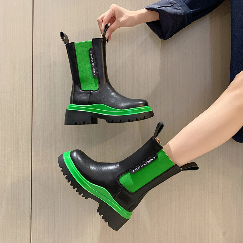 

2022 Brand Designer Winter New Women Boots Knee-length Round Toe Casual Square Heel Boots Thick-soled Ladies Botas De Mujer