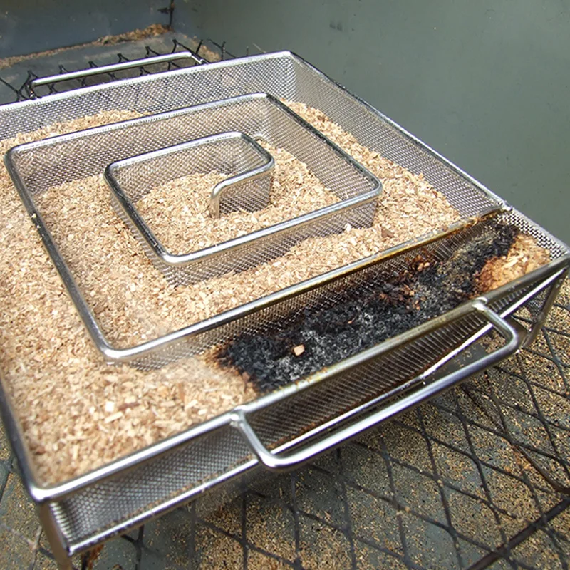 Бокс для копчения на гриле из нержавеющей стали с генератором холодного дыма и сеткой для копчения на открытом воздухе - Барбекю.