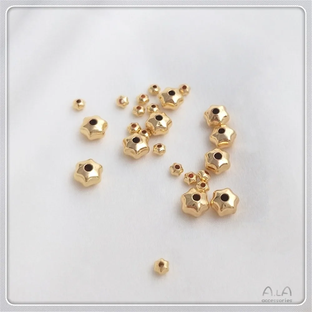 

Hexagonal star spacer beads 14K gold covered stars flat beads loose beads handmade diy bracelet beads jewelry with bead material