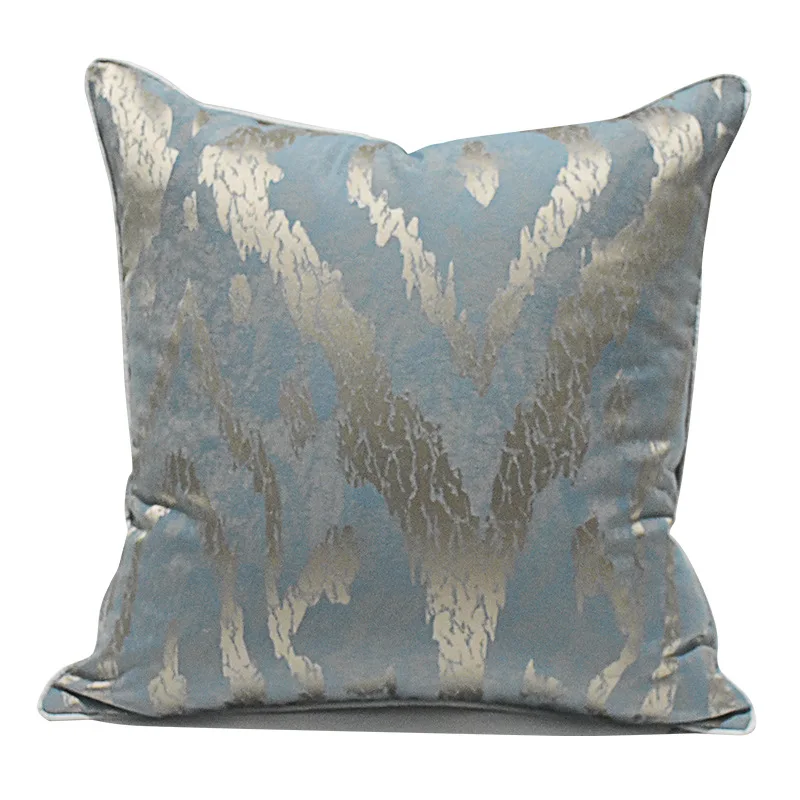 

Роскошный жаккардовый чехол для диванной подушки с геометрическим рисунком синего и серебряного цвета, декоративный чехол для подушки, сов...