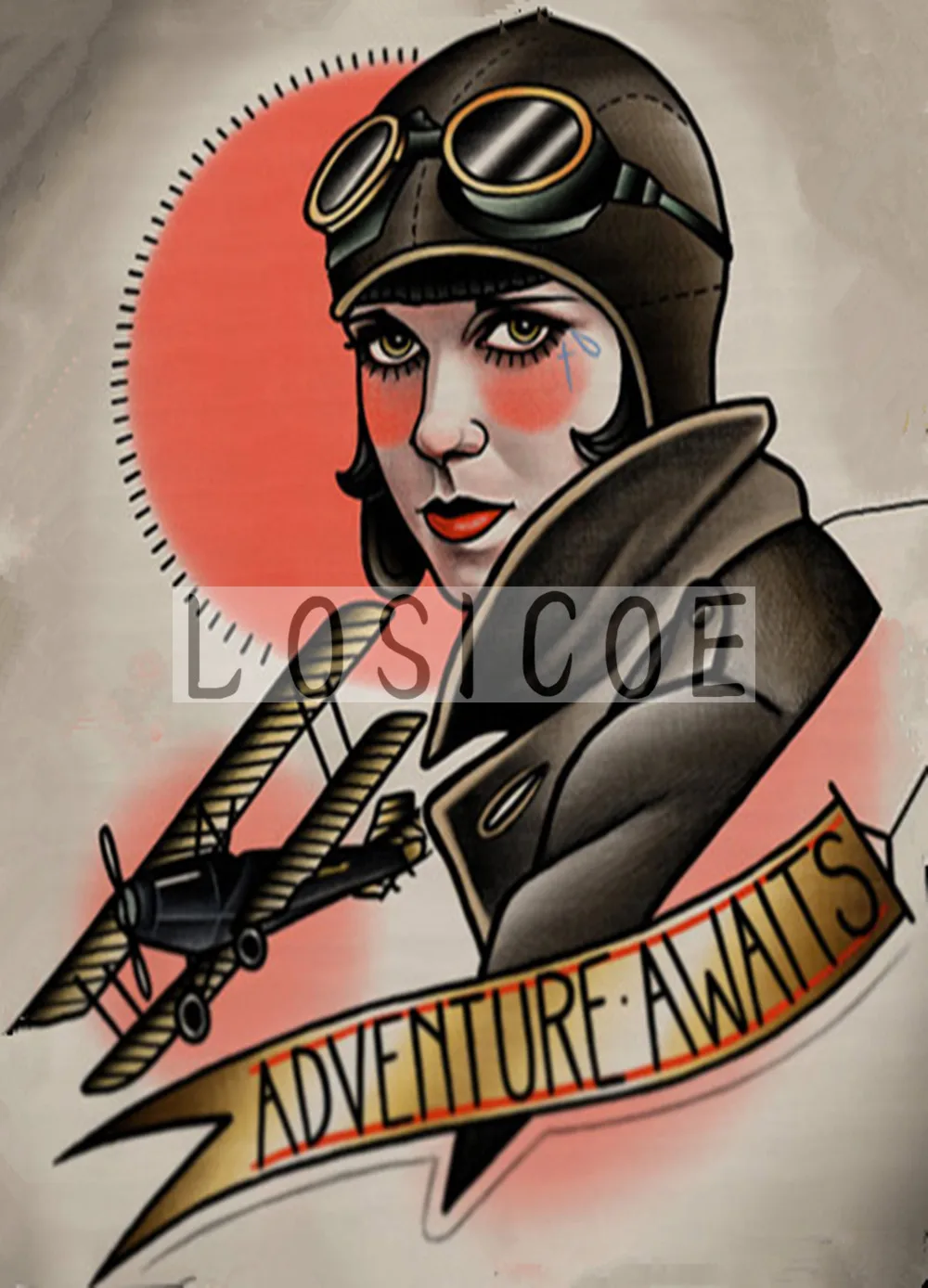 

"ADVENTURE AWAITS" 30X42 CM Tattoo Print Painting Vintage Kraft Paper Poster Wall Art Flip Chart Stickers Home Decoration