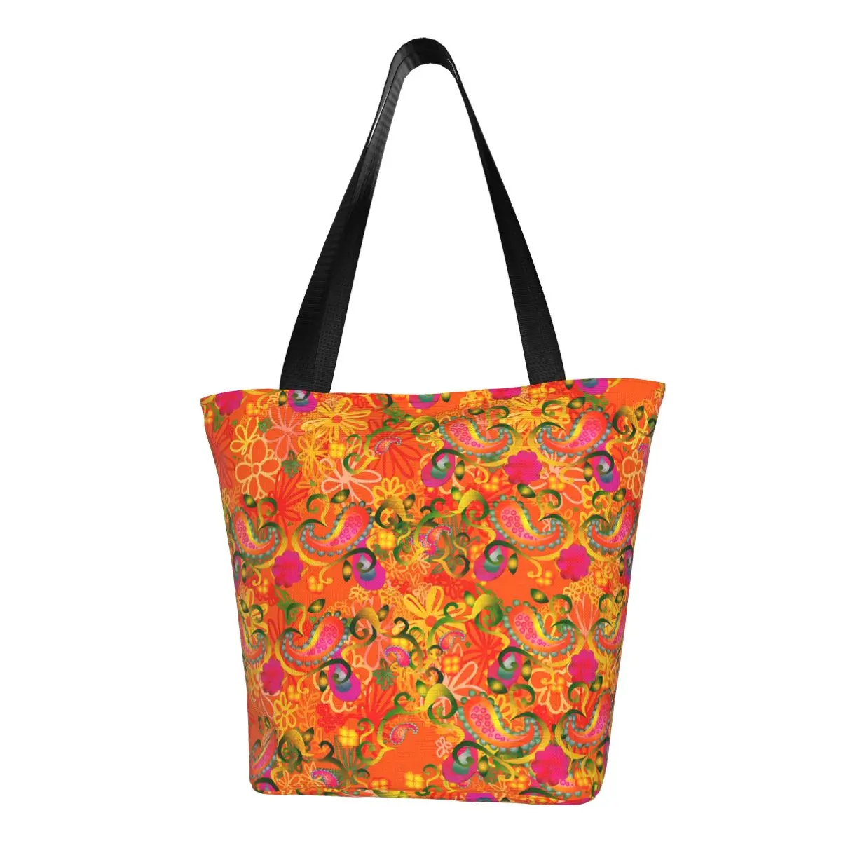 

Funky Paisley Shopper Bag Colorful Flowers Shopping Bags Female Streetwear Cloth Tote Bag Novelty Print Handbags