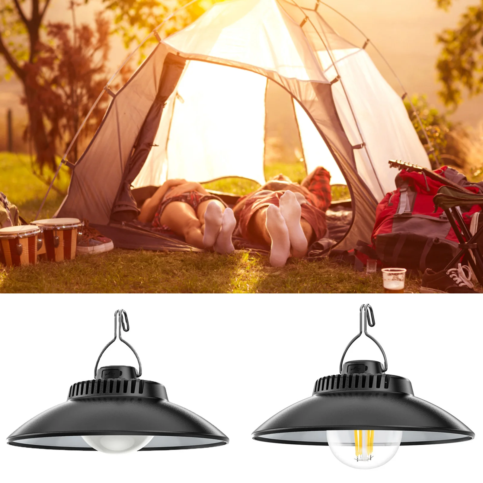 

Ретро кемпинг палатка светильник USB перезаряжаемый портативный подвесной светильник для кемпинга с крючком IPX4 водонепроницаемый для походов и рыбалки