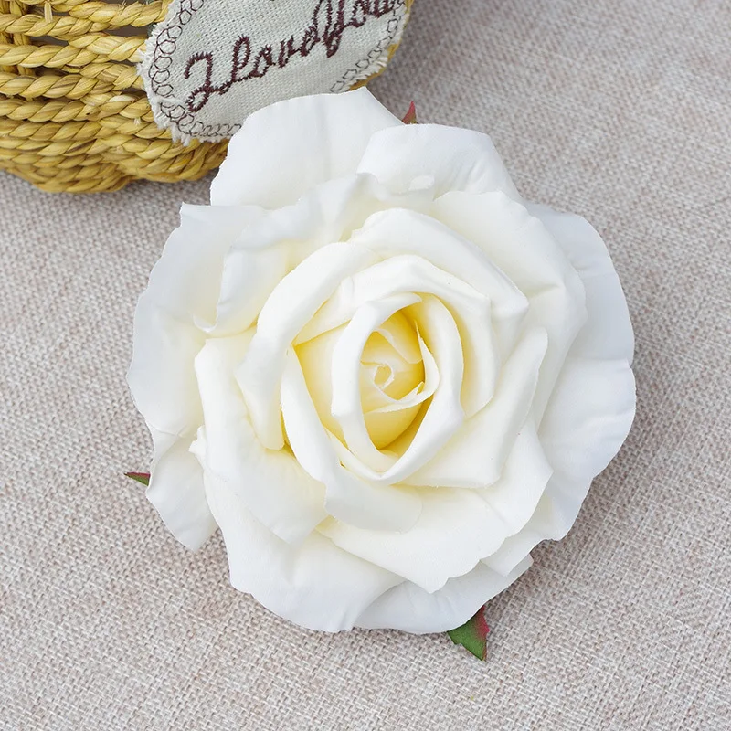 

20 шт./11 см-12 см, Большая искусственная белая роза, искусственные цветы