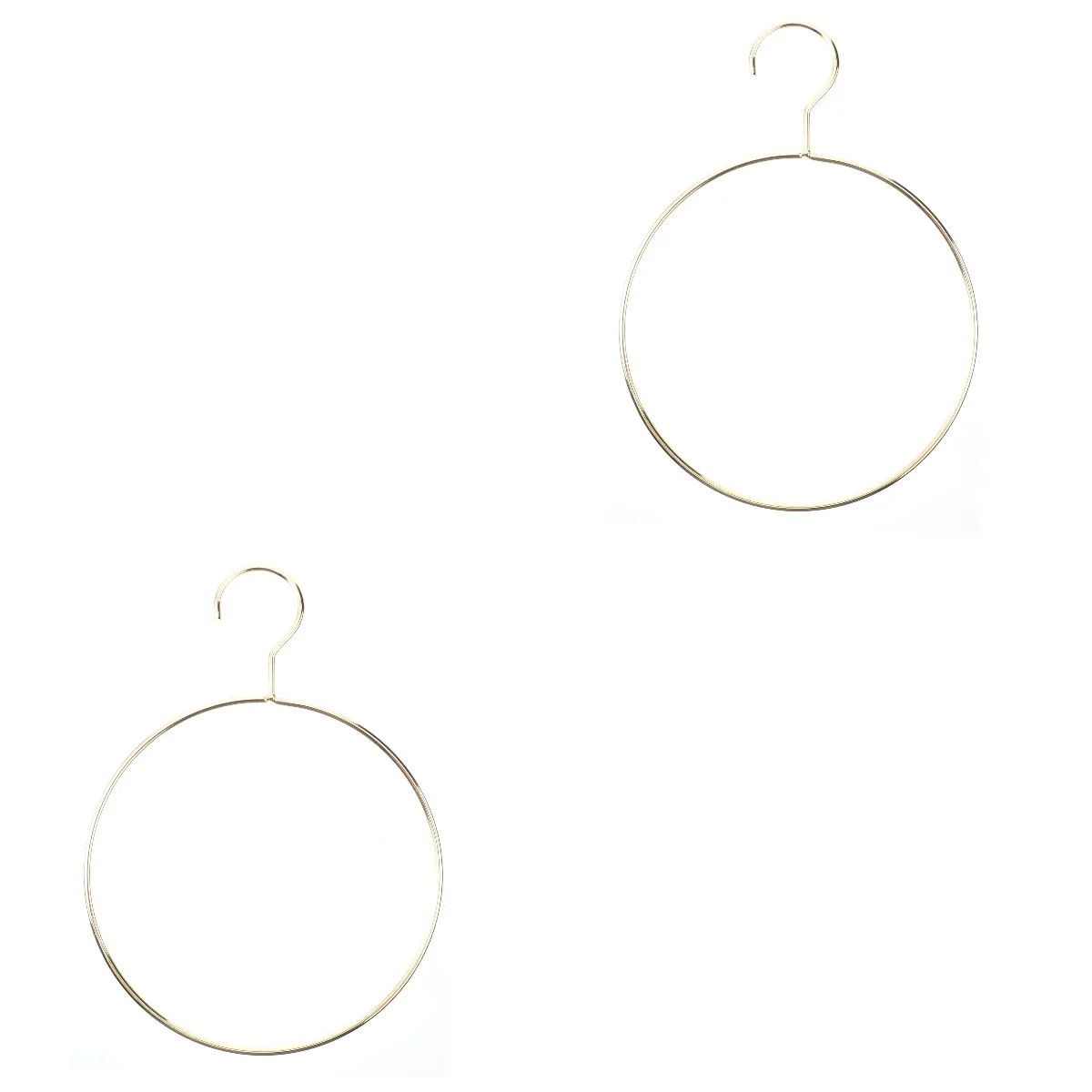 

2pcs Round Metal Hangers Bikini Hangers Simple Belt Ring Hanger Scarf Hanger for Bedroom Closet(Golden)