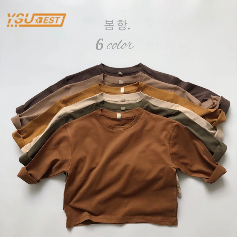 

Футболка детская однотонная с длинным рукавом, на возраст 1-6 лет