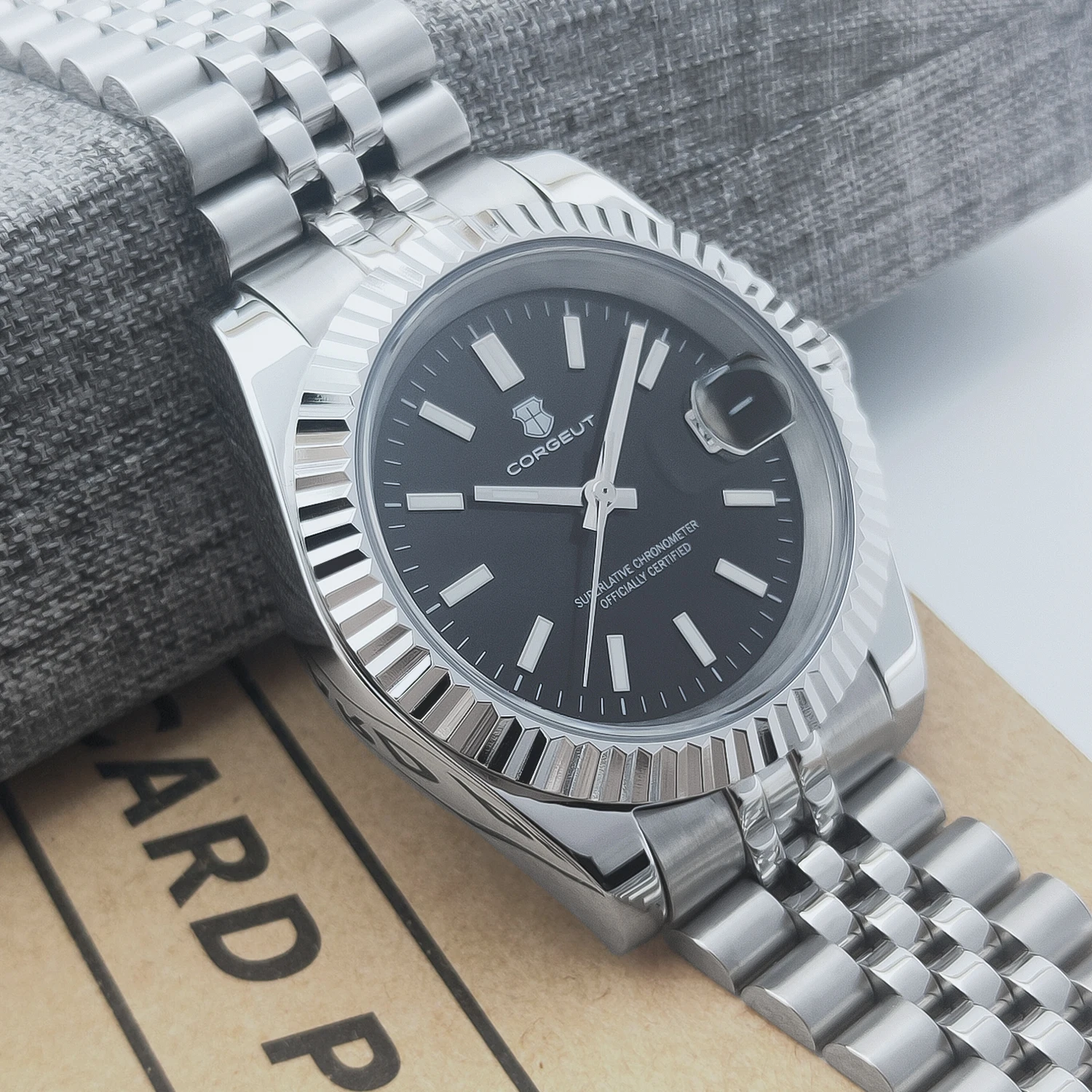 CORGEUT DESIGN-Reloj NH35 de acero inoxidable para Hombre accesorio masculino pulsera resistente al agua con lujo 100m