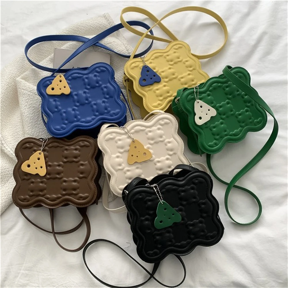 

Fashion Female Shoulder Bags Creative Personality Girl Bag PU Cookie Shape Solid Color Messenger Bag The New Party Bag