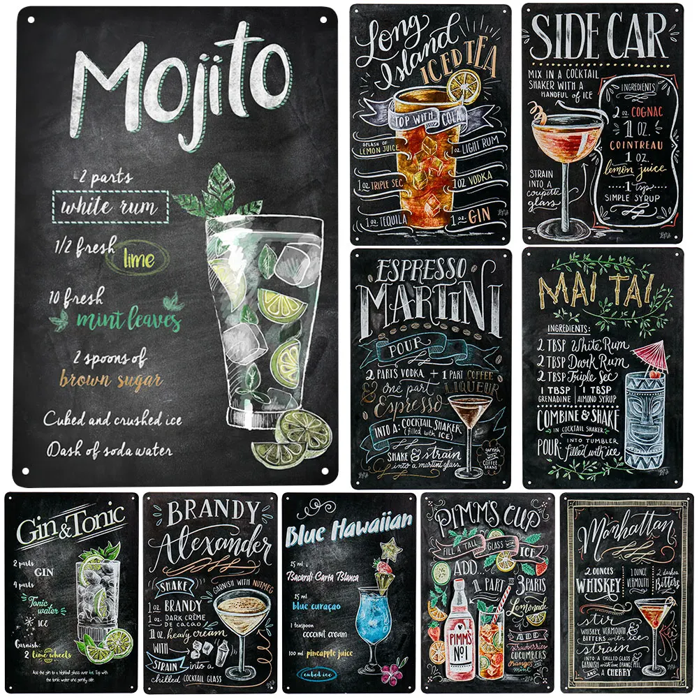 

Пивная версия, коктейль, винтажная жестяная вывеска, Настенная картина для бара, ресторана, искусство для современного домашнего декора, в эстетике