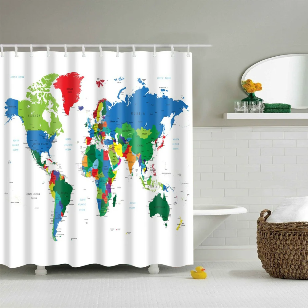 

Periodic table Shower Curtain World map curtain large 180x200cm 3d Bath Single Printing Waterproof Polyester for bathroom Decor