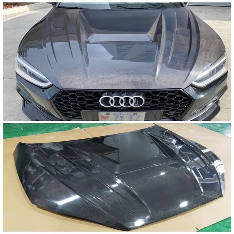 Купи High Quality Carbon Fiber Front Engine Hood Vent Cover Fits For Audi A5 S5 RS5 2015-2022 за 108,000 рублей в магазине AliExpress
