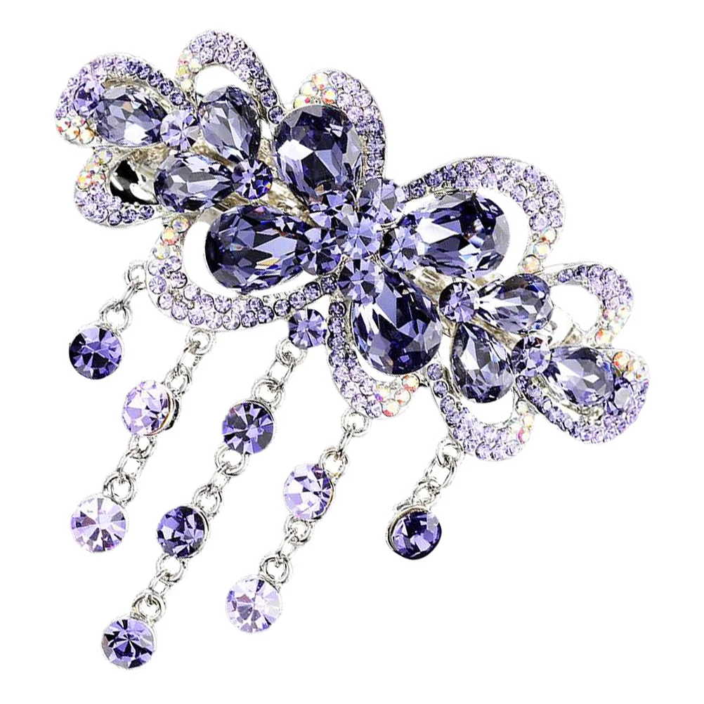 

Girls Hair Bows Clips Hairpin Automatic Headgear French Barrette Party Headdress Women Purple Bride