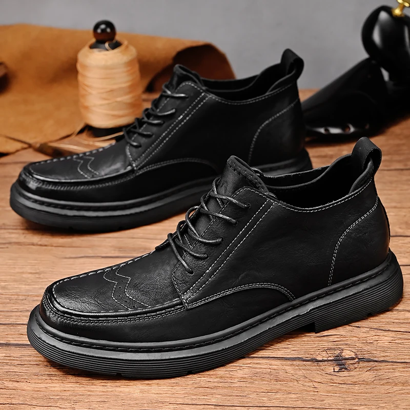 

Men's Boots Round Toe Thick Bottom Non-slip Comfortable Wear-Resistant Vintage Fashion Popular Model Spring and Autumn Main Push