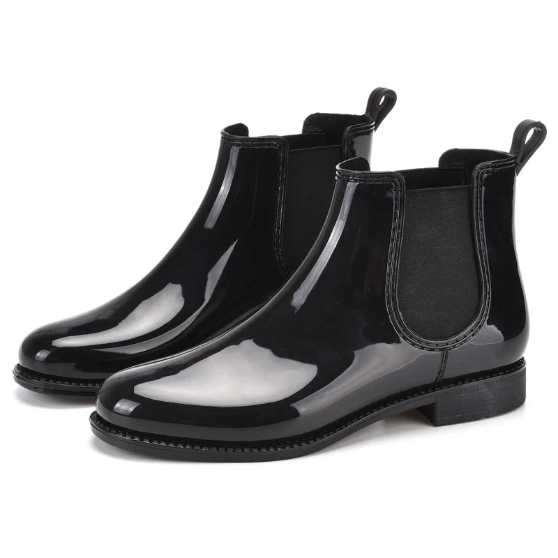 2023 Women Elastic Band Ankle Rain Boots Waterproof Woman Water Shoes Wellies Boots Female Rain Shoes