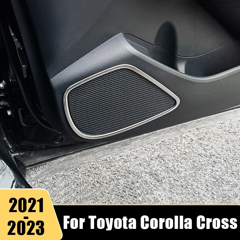 

Stainless Car Door Sound AudioTweeter Speaker Loudspeaker Trim Cover Sticker For Toyota Corolla Cross XG10 2021 2022 2023 Hybrid