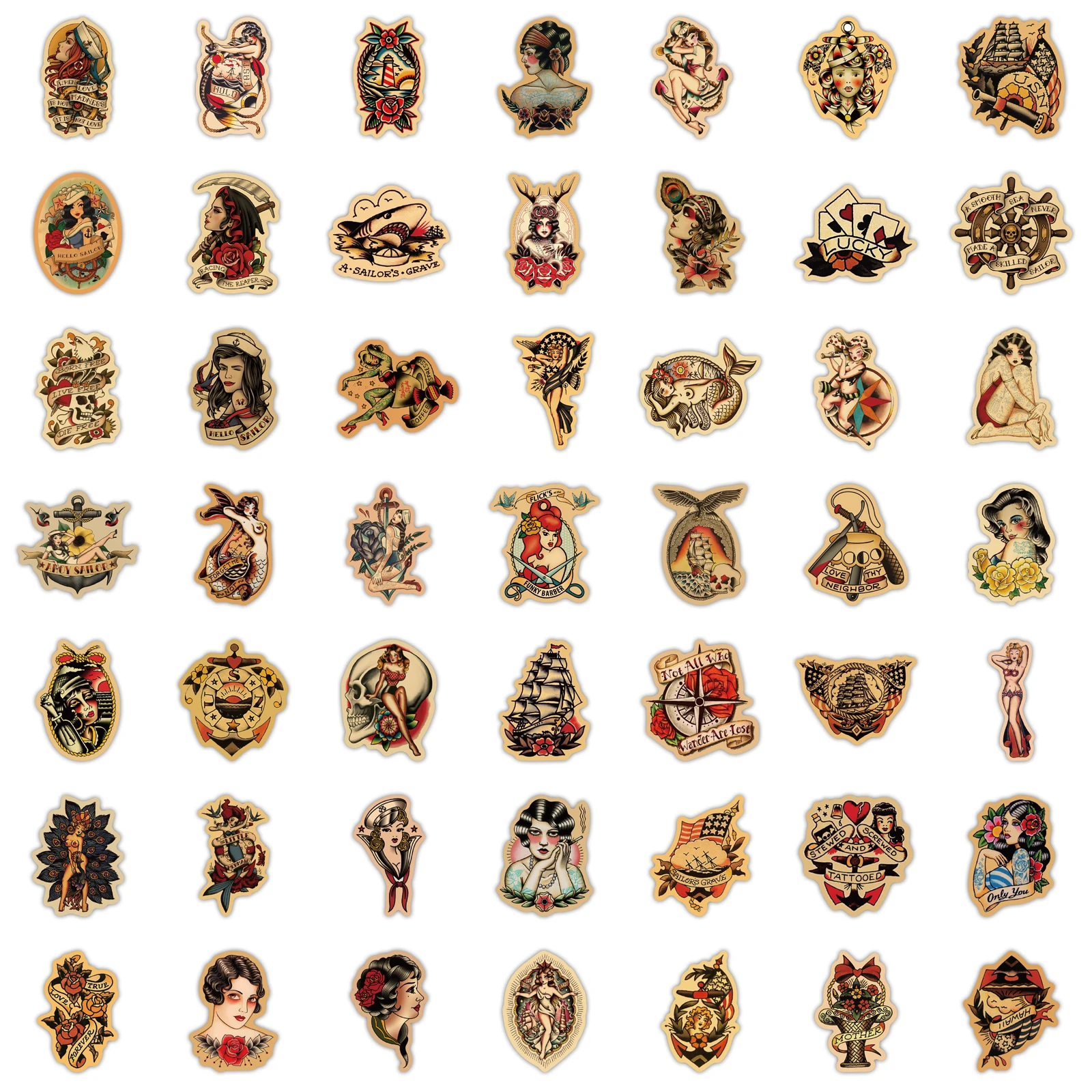 100 Шт. Ретро-наклейки Для Татуировок Водонепроницаемые ПВХ Холодильника
