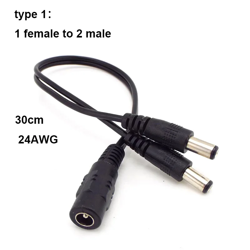 

2-контактный кабель адаптера питания постоянного тока 5,5 мм x 2,1 мм, 1 штекер на 2 гнезда, 2 штекера, удлинитель для светодиодной ленты видеонаблюдения K5