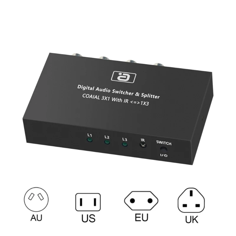 3X1 двунаправленный цифровой коаксиальный аудиопереключатель DTS-AC3 конвертер