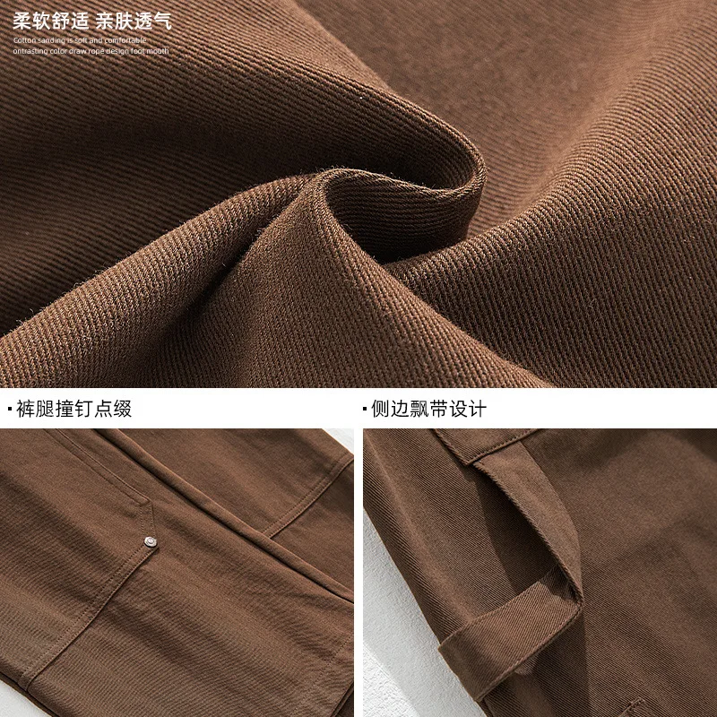 Japanese Retro Casual Cargo Pants Men's Straight Tube Cityboy Pant Fashion Streetwear Vintage Mopping Cotton Trousers
