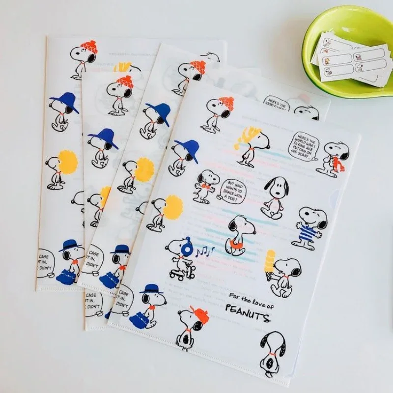 Пластиковая L-образная папка Snoopy милый мультяшный студенческий бумажный зажим