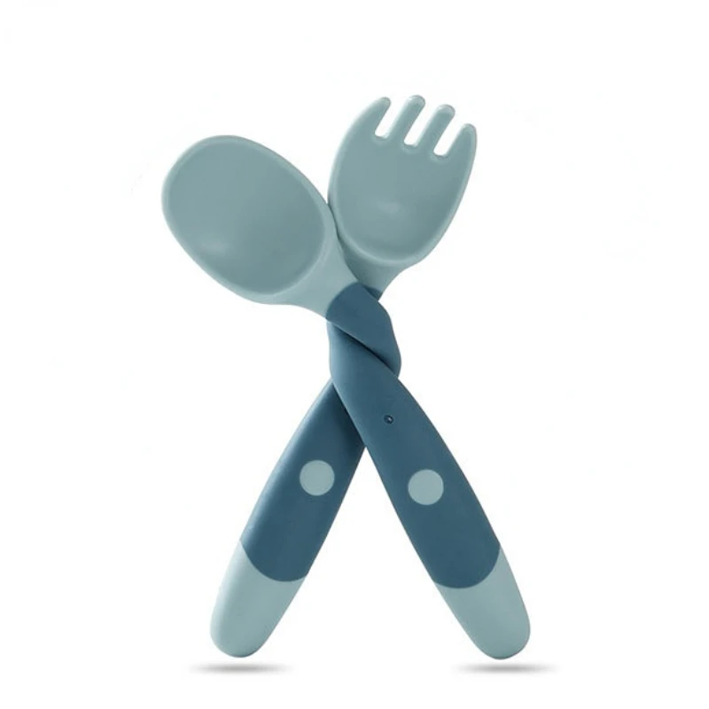 

Набор детских ложек и столовых приборов, сгибаемый силиконовый вилочный комплект для обучения малышу кормлению детей, ложки