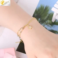 csja stainless steel bracelets double layer bracelet love heart pendant gold color charms female personality jewelry gift s939