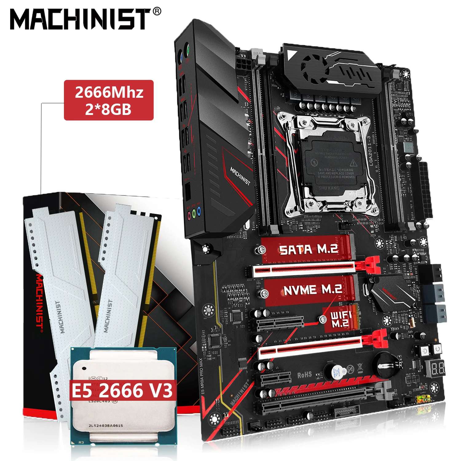 With E5 2666 V3 Processor Cpu Lga 2011-3 16g(2*8) Ddr4 Ram Memory M.2 Nvme Sata M.2 Mr9a Pro Max