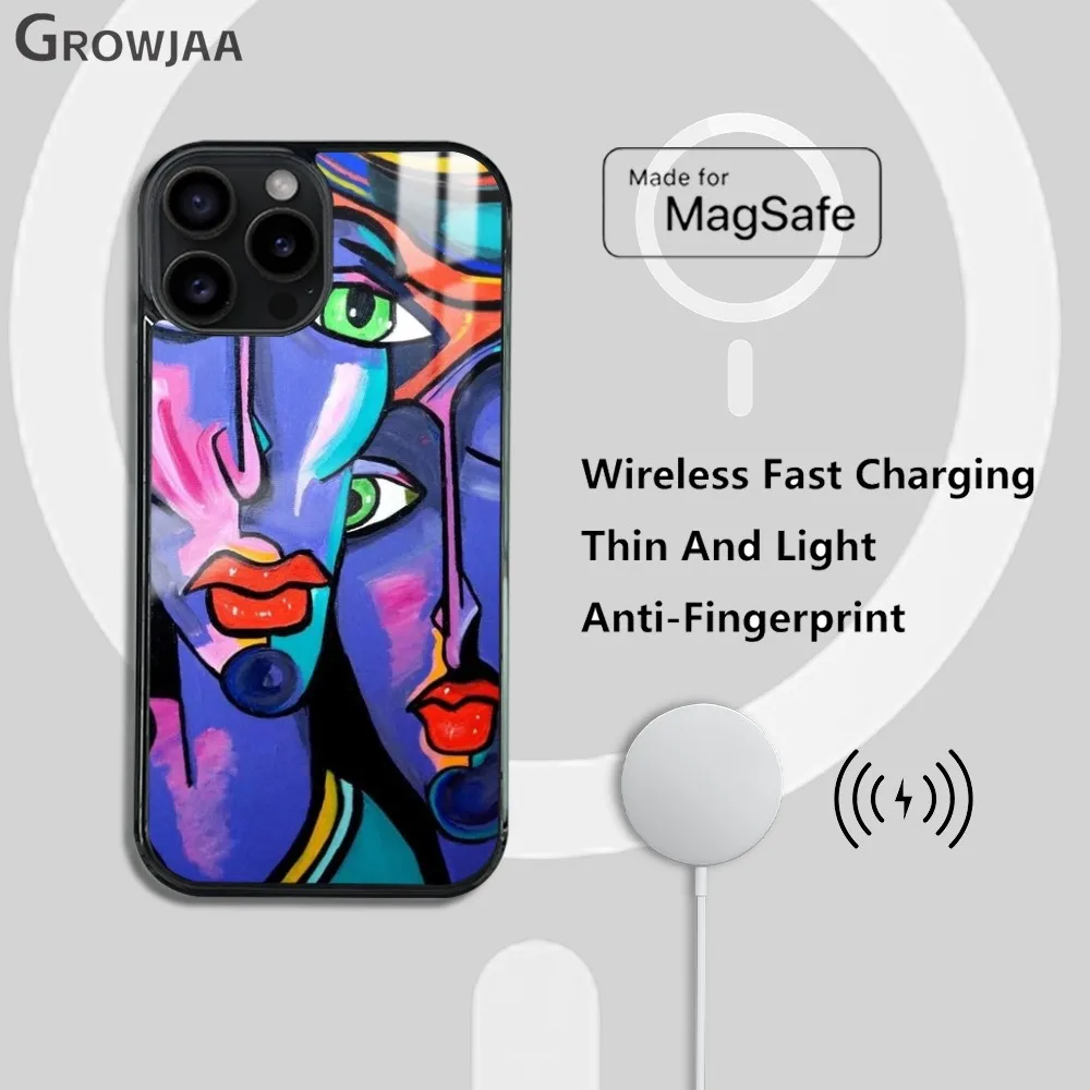 P-Pablo Picasso Weird Art Phone Case For IPhone 16 15 14 13 12 11 Pro Max Plus Mini Magsafe Mirror Wireless Magnetic Funda