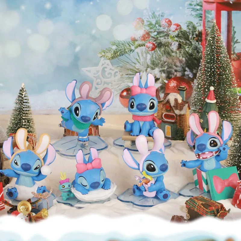 

Disney Lilo & Stitch Doll Ornament Kawaii Stitch Rabbit Cartoon Anime Model Toy Winter Tale Series Diy Decoration Holiday Gift