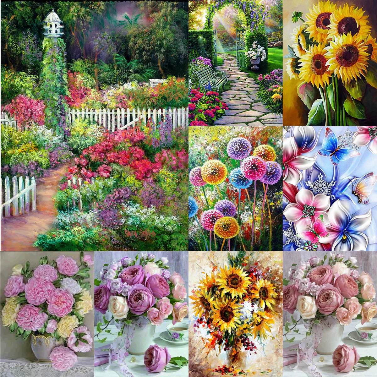 

5D DIY Diamond Painting Flower Landscape Full Circle Rhinestone Embroidery Scenery Mosaic Mosaic Picture Home Decoration