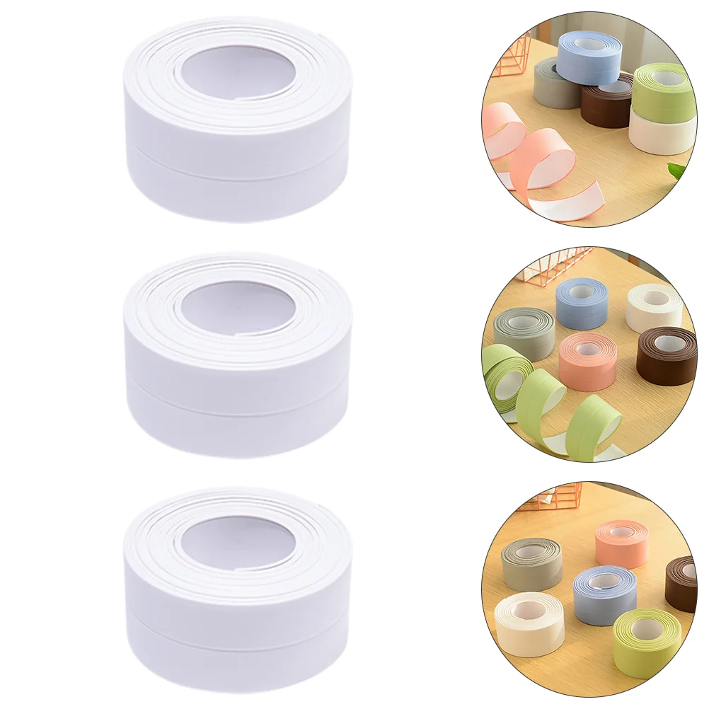 

3 Rolls Sealing Strip Tape Kitchen Tub Floor Transition Self Adhesive Caulk Caulking Pvc Strips Bathroom