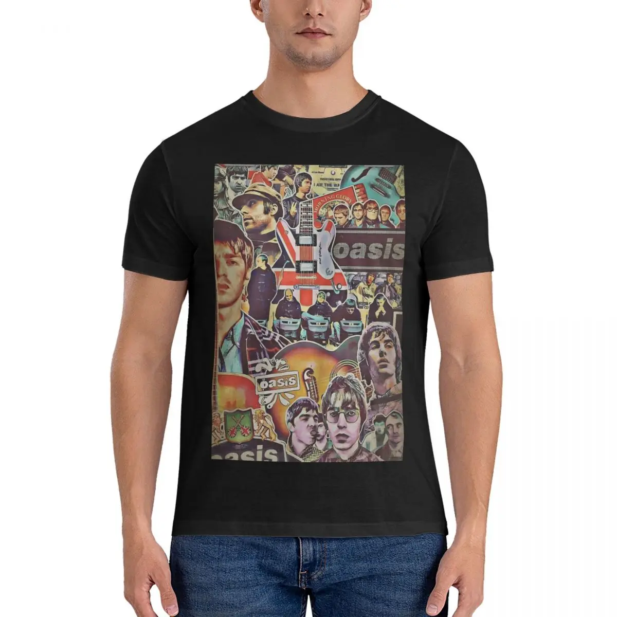 Мужская футболка O-Oasis рок-группа с граффити летняя в стиле Харадзюку хлопковая