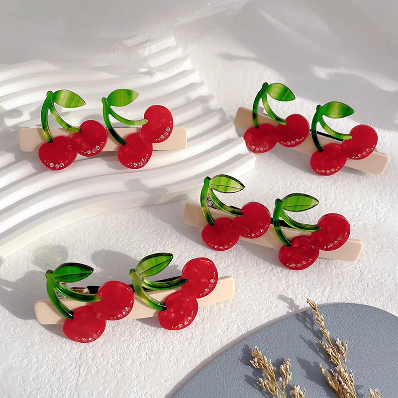 

Новинка, прозрачные детские заколки для волос с фруктами и мультяшным рисунком, заколки для волос, красочная женская шпилька для волос в вид...