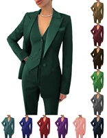 womens suit fit fashion business wedding casual office three piece jacket vest pants