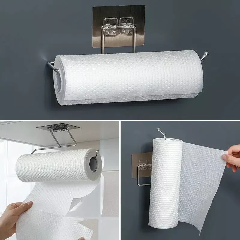

Self-Adhesive Towel Holder Rack Kitchen Toilet Paper Holder Rack Roll Paper Holder Stand Storage Rack Bathroom Accessories 1 PC