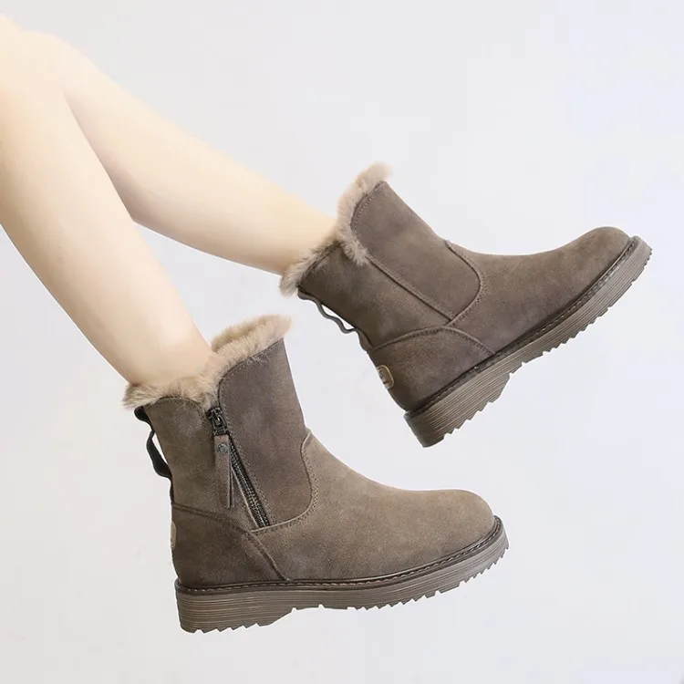 

Women Winter Snow Boots Plush Lining Keep Warm Chelsea Boots Zip Up Modern Booties Female Winter Shoes Outdoor Footwear