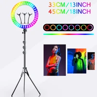 45cm 18 inch rgb ring light tripod colorful selfie photography lighting with phone holder stand for youtube live led ringlights